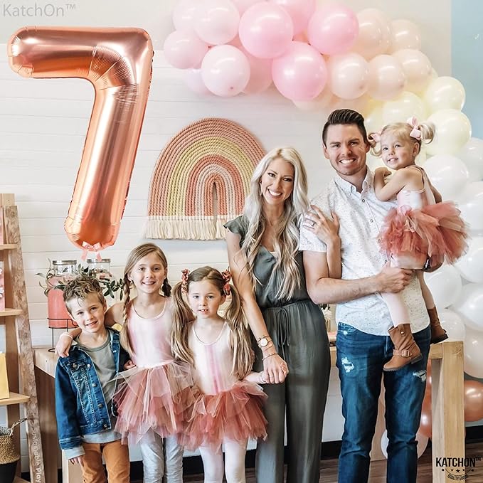 KatchOn, Giant Rose Gold Number 7 Balloon - 40 Inch | 7th Birthday Balloon for 7th Birthday Decorations | 7 Balloons for Birthday | 7 Year Old Balloons for 7 Year Decorations