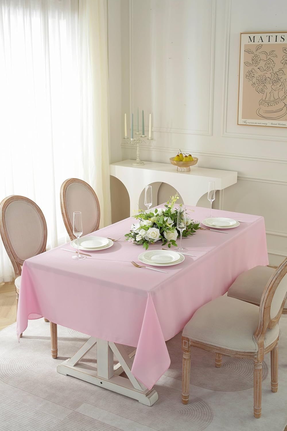 Craft And Party 2 Pack Rectangle Tablecloth, 60 x 102 Inch Pink Tablecloth, 6ft Rectangle Table Cloth, Polyester Fabric Washable Tablecloth for Home, Party, Wedding or Restaurant Use.
