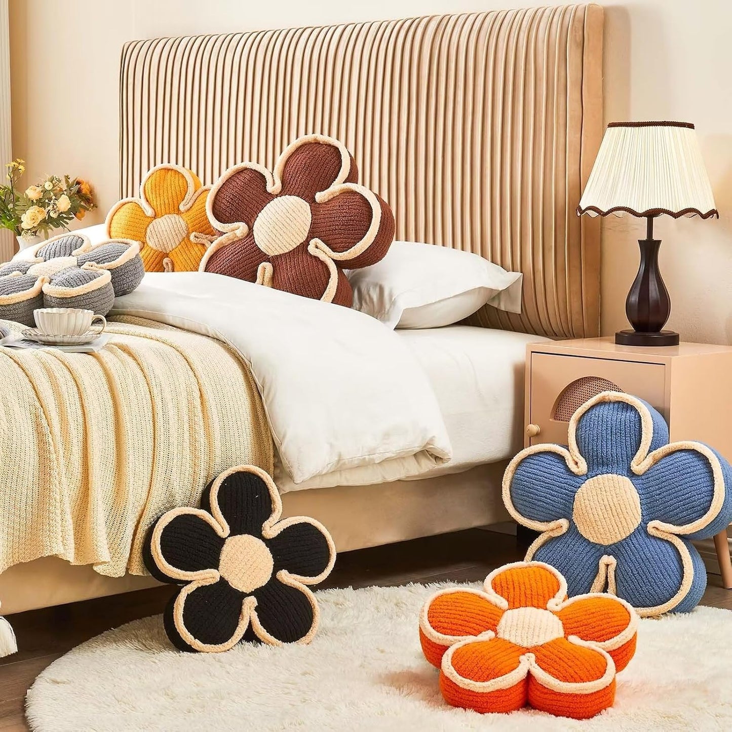 Soft Shaped Floor Cushion, Decorative Throw Pillow, Seating Cushion, Room Decor Plush Pillows for Sofa Couch Bed (17.7 Inch, Brown)
