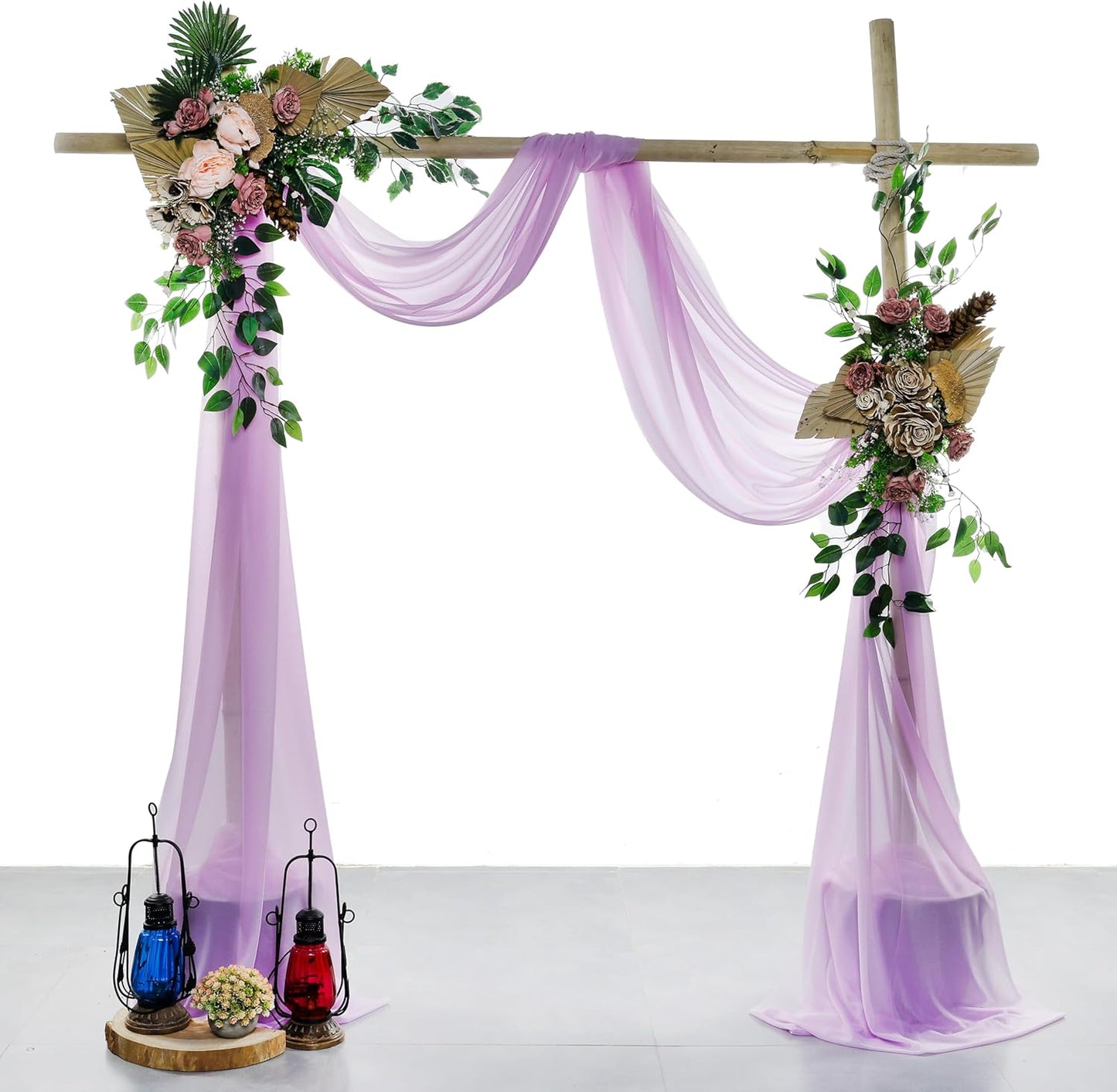 VDS Pack of 2 Panel (30 Inch X 50 Feet) Wedding Arch Draping Fabric Sheer Chiffon Fabric Drapery for Wedding Ceremony Reception Swag Backdrop Canopy Chuppah ARBO Altars Decoration (Orchid)