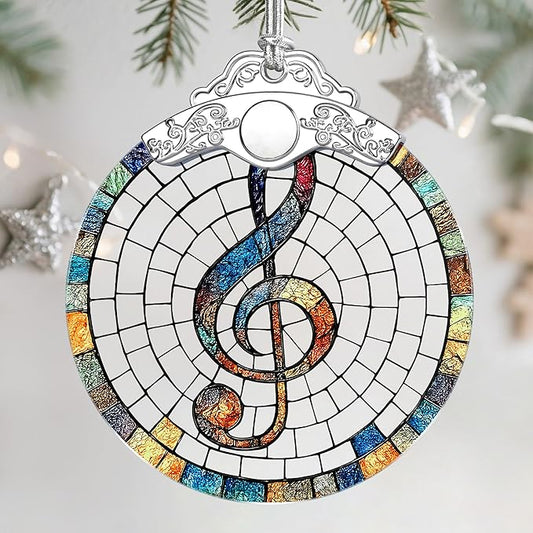 Christmas Ornaments: Stained Glass Ornament, Christmas Tree Ornament, Hanging Ornaments for Home Decor & Xmas Tree Decorations – Exquisite Holiday Decor, Gifts & Holiday Present - Musical Note