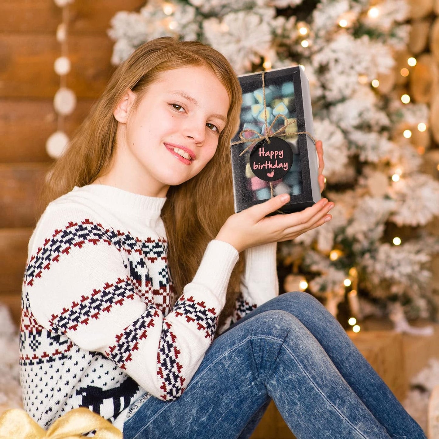 Roowest 50 Sets Kraft Gift Boxes Rectangle Kraft Paper Drawer Box with Window Homemade Soap Box with Blank Tags and Jute String for Jewelry Candy Wrapping Party Favor(Black, 6.3 x 3.5 x 2 Inch)