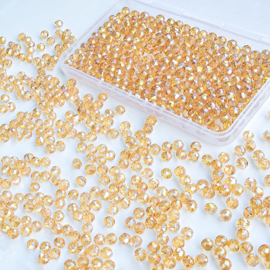 500Pcs 6mm Crystal Glass Beads for Jewelry Making Beads for Bracelets Necklace Pendants Making Supplies(Gold Champagne)