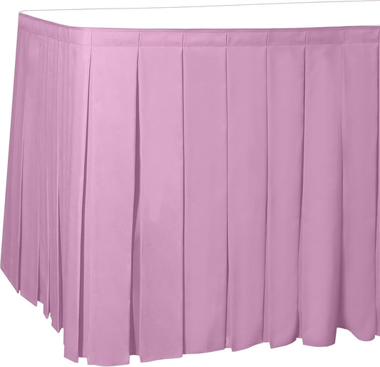 Ultimate Textile Pleat Polyester Fabric Table Skirt - Machine Washable Flame Resistant with Clips for Events, Weddings & Trade Shows, Cut & Sewn in Paterson, NJ - Pink Balloon, 21' Box Pleat