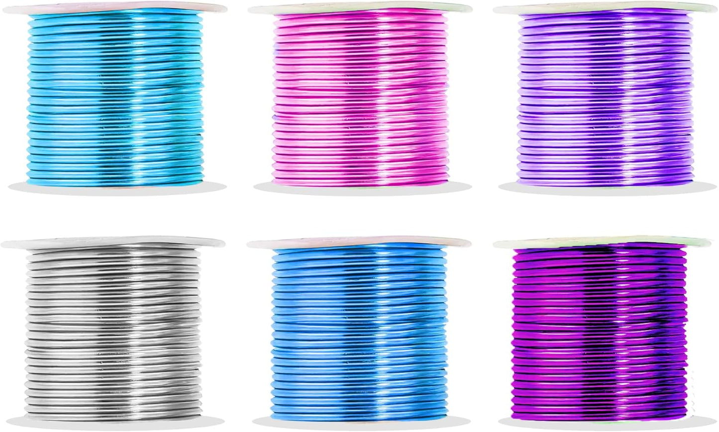 Mandala Crafts 13 Gauge Anodized Aluminum Craft Wire for Jewelry Making - 300 FT Colored Flexible Silver Lavender Purple Pink Ice Blue Turquoise Wire - Bendable for Bonsai Armature Crafting Sculpting