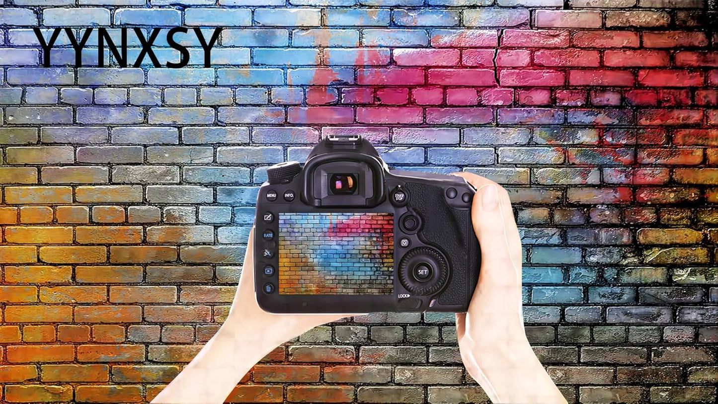 YYNXSY Colorful Brick Wall Photo Backdrop Retro Theme Stone Brick Wall Background Brick Design Microfiber Background Brick Decoration Brick Party Decoration Photo Background 10X8FT YY-24, Black