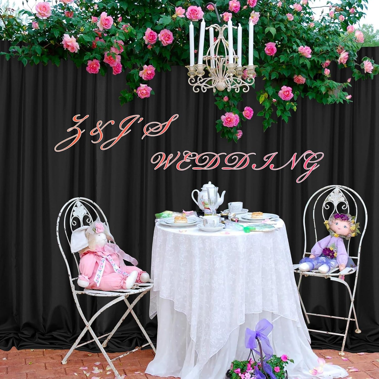 MEETSKY 6 Panels Black Backdrop Curtain for Party Wedding Ceremony 30ftx 10ft Photo Curtains Backdrop Drapes Fabric Backdrop Curtain Rod Pocket Decoration Birthday Party for Boys Men, 5ft x 10ft x 6P