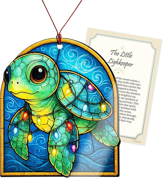 Turtle Gifts, sea Turtle orrnament,Gift for Women, Beach Gift, Coastal Gifts, Christmas Ornament 2025, Suncatcher Effect Stained Glass Window Hanging, car Hanging Accessories
