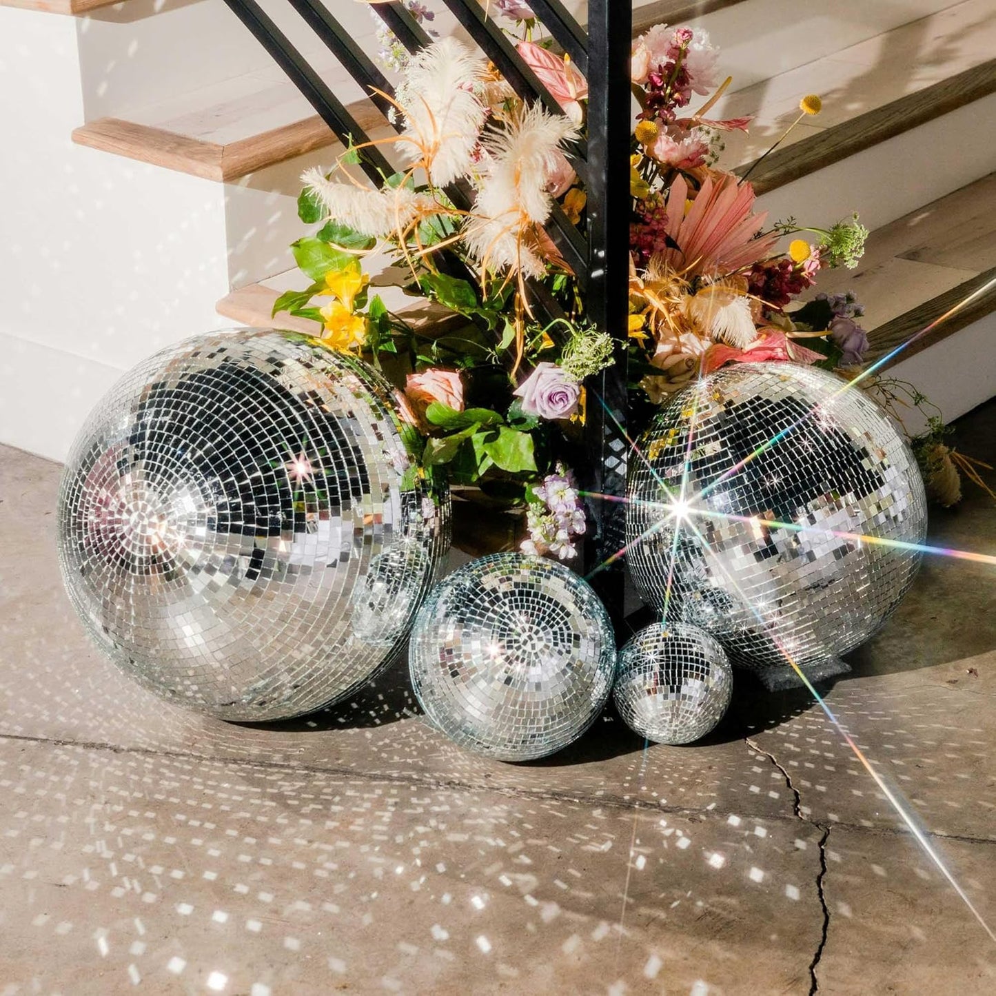 Yescom 16" Large Disco Ball Mirror Big Hanging Glass Decoration for 70s 80s Party Events Wedding DJ Dance Club Bar Stage Lighting Business Holiday Home Decor Silver