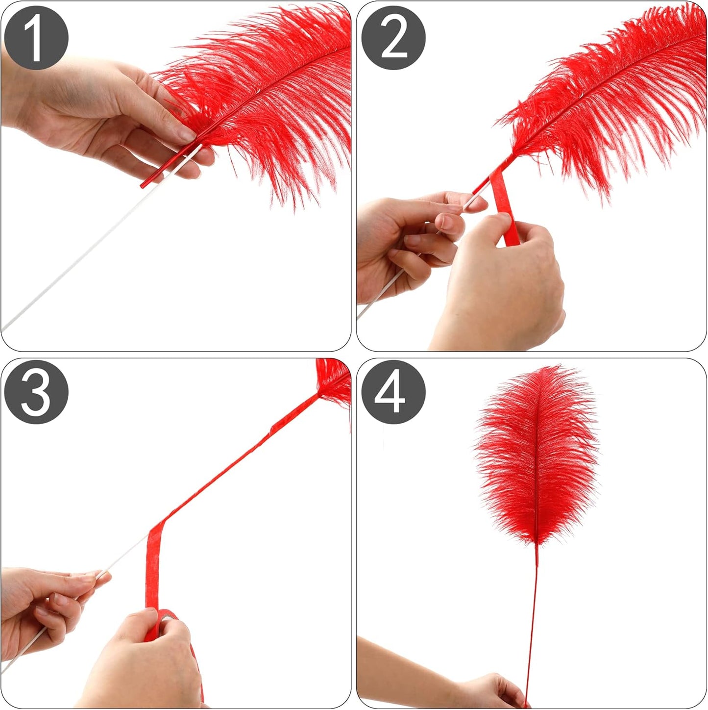 Holmgren Red Ostrich Feathers for Vase - 20pcs Making Kit 22 Inch Long Ostrich Feathers for Vase, Floral Arrangement, Wedding Party Centerpieces Home Decorations (Red)