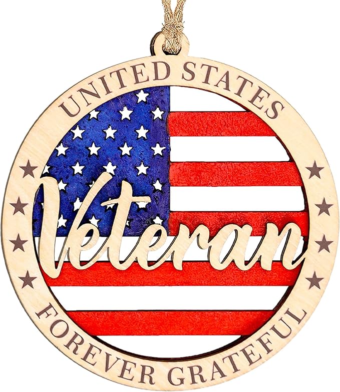 Veteran Ornament - American Flag | Military Pride – Forever Grateful Card – Christmas Ornament 2025 – USA Patriotic Decor - Xmas Tree Funny Decoration - Family Christmas Ornaments 2025