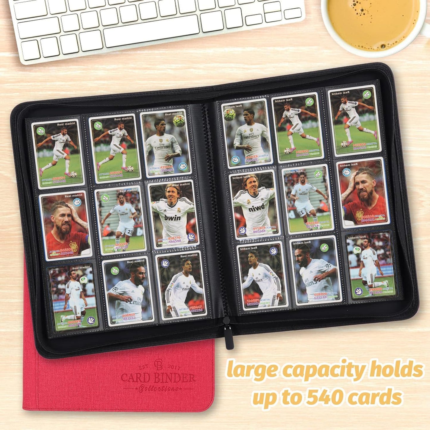 Trading Card Binder, Card Collection Binder Album Folder with 540 Side Loading Pockets, 9 Pocket Trading Card Album Folder for TGC,MTG, Baseball Cards, Yugioh(Red)