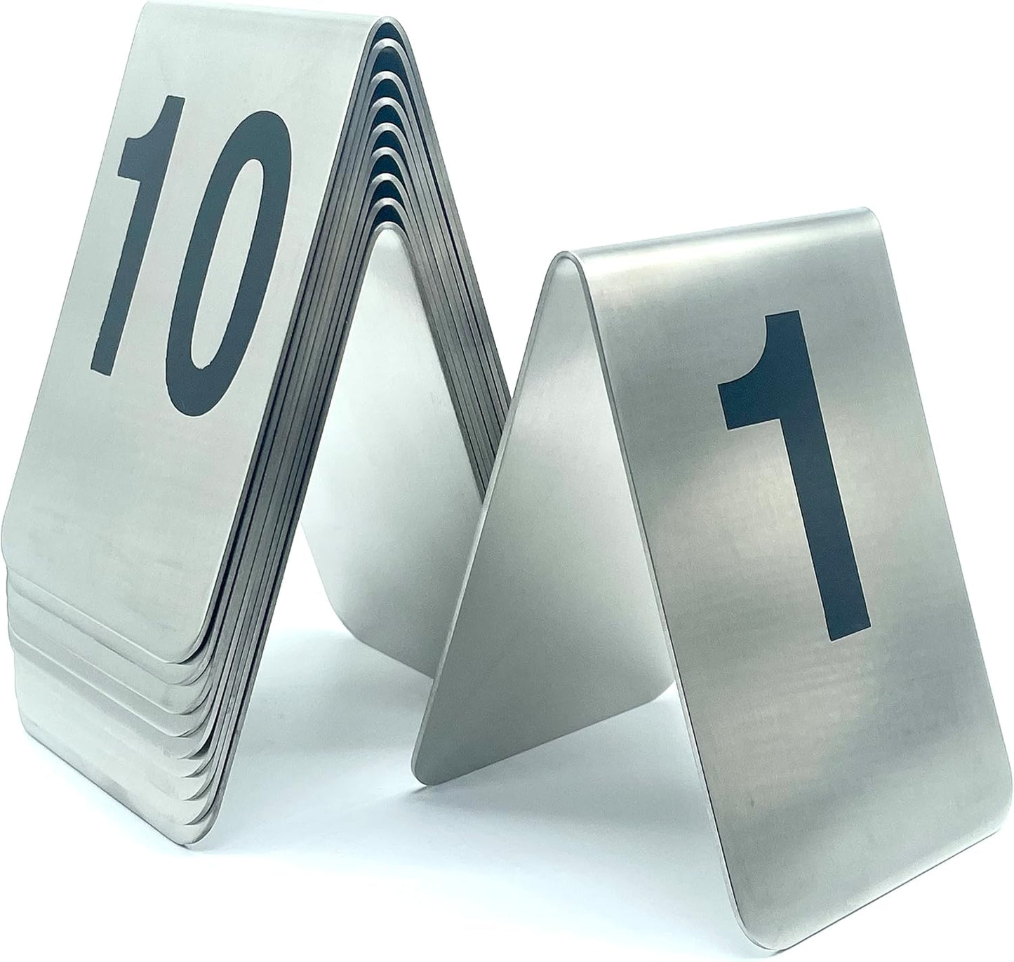 Metal Place Cards Stackable Tent Style Table Numbers,Place Card Holders for TRPG Wedding Party Restaurants Cafes Bars Gatherings Meeting Room Board Games (Black, Large 1-10)