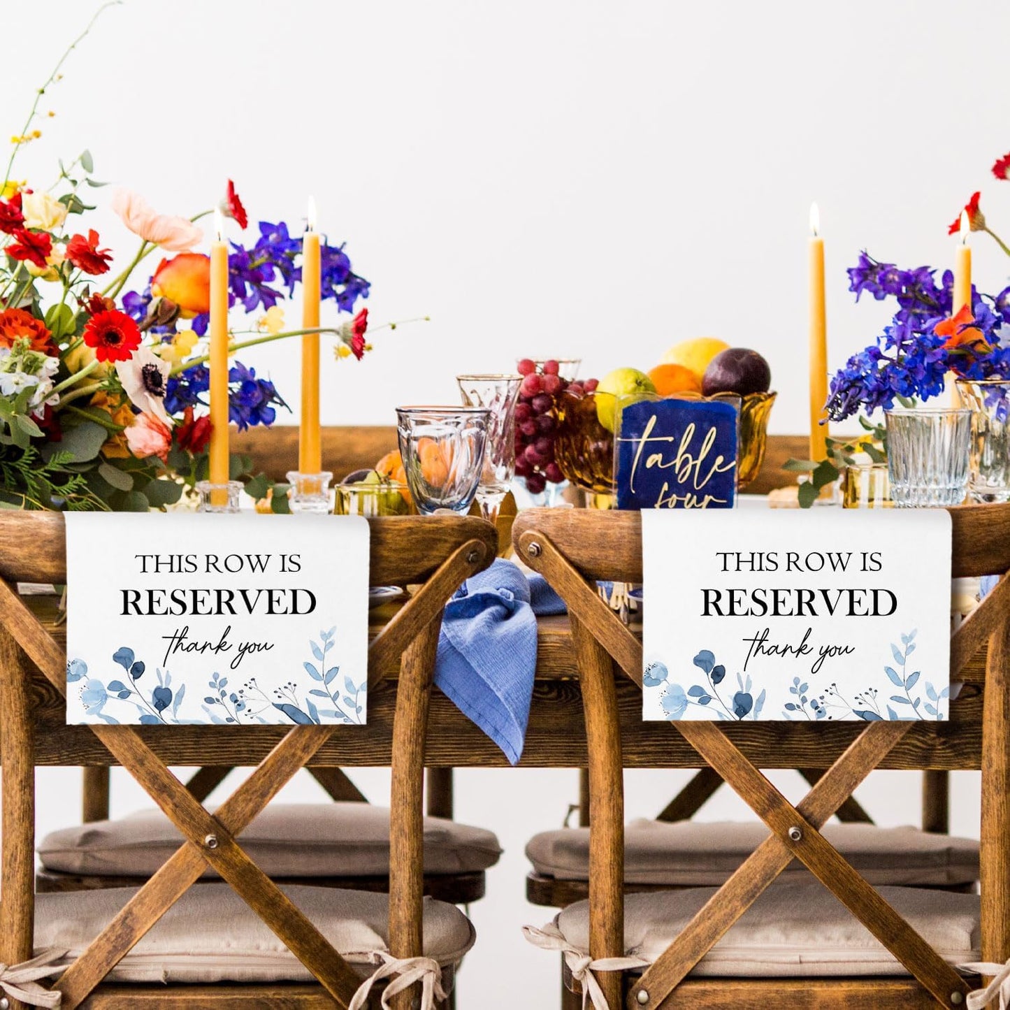 Reserved Seating Chair Signs, This Row Is Reserved Pew Cloths Seating Placeholder for Church Pews, Wedding Decorations for Reception Parties Celebrations Event Meetings (8 PCS, Dusty Blue)