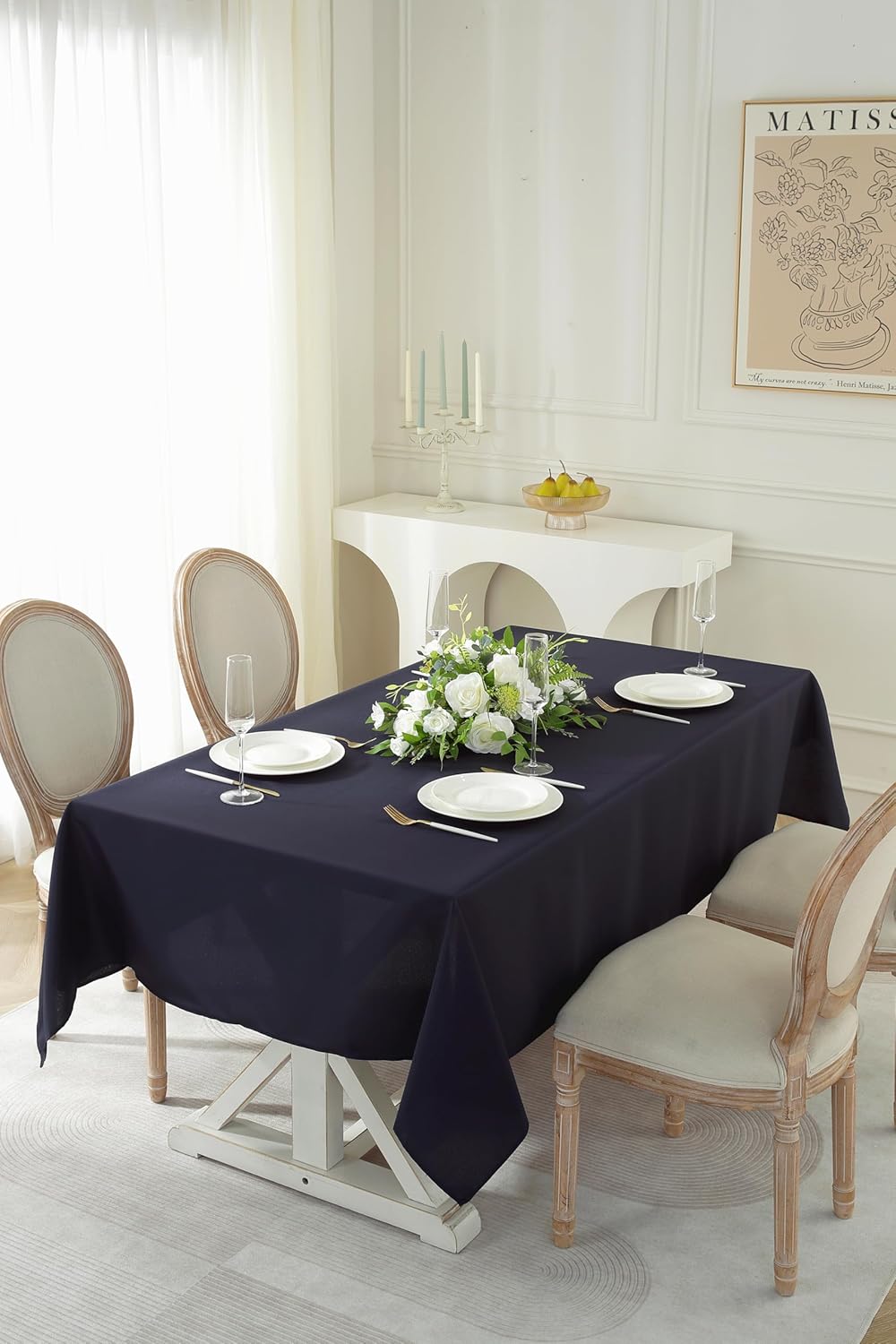 Craft And Party Rectangle Tablecloth, 70 x 90 Inch Navy Blue Tablecloth, Polyester Fabric Washable Table Cloth for Home, Party, Wedding or Restaurant Use.