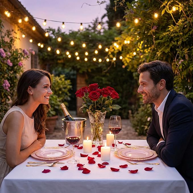 125PCS Pink and Gold Plastic Plates - Pink Disposable Plates - Vintage Plate with Gold Plastic Silverware Set for 25 Guests for Weddings Valentine's Day Parties