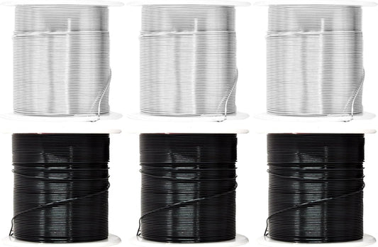 Mandala Crafts 22 Gauge Anodized Aluminum Craft Wire for Jewelry Making - 450 FT Colored Flexible Silver Black Wire - Bendable for Bonsai Armature Crafting Sculpting