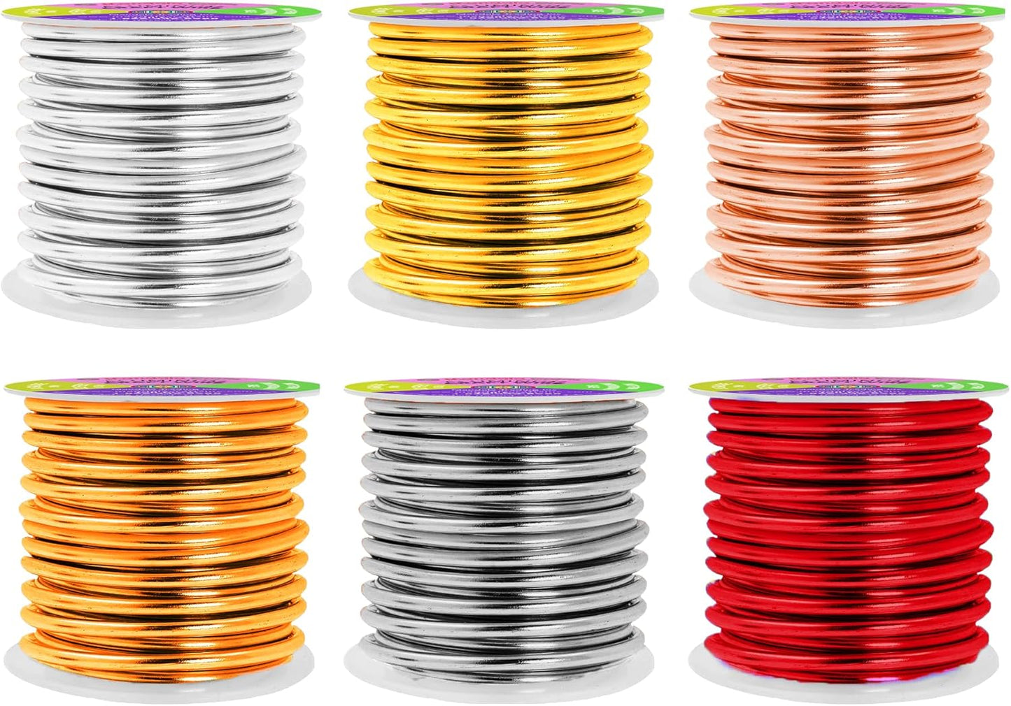 Mandala Crafts 8 Gauge Anodized Aluminum Craft Wire for Jewelry Making - 120 FT Colored Flexible Silver Copper Light Gold Gray Gold Red Wire - Bendable for Bonsai Armature Crafting Sculpting