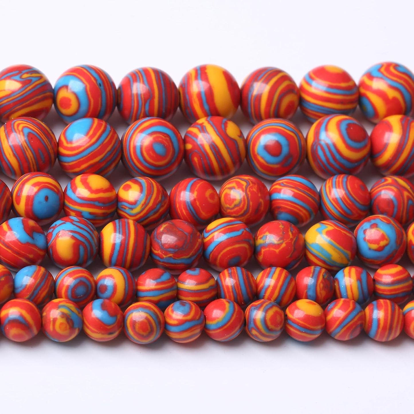 Red Yellow Blue Peacock Turquoise Stone Beads Gemstone Round Crystal Energy Jade Beads Stone Beads for Jewelry Making DIY Bracelet Necklace Jewelry Making 1 Strand 15.5inch 31PCS 12MM