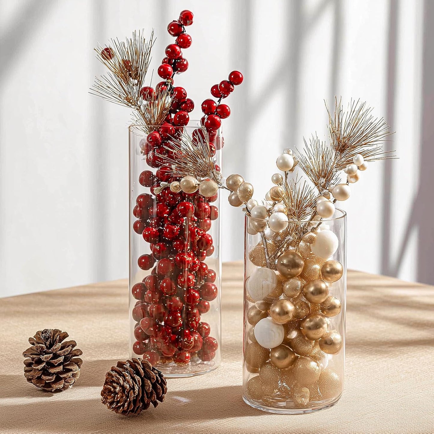 12pcs Clear Cylinder Vases for Centerpieces, Glass Flower Vases for Wedding Decorations and Home Decor, 6 Inch Glass Hurricane Candle Holder for Table Shelf