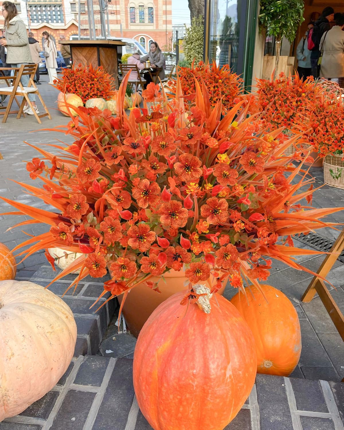 16 Pcs Fake Fall Flowers Decor Faux Fall Plants UV Resistant Artificial Fall Flower Decorations for Home Table Centerpiece Wedding Harvest Baby Shower Party