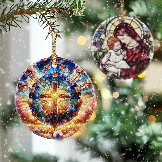 Christmas Ornaments, Catholic Cross Ornaments, Religious Christmas Decorations & Christian Home Decor | Religious Gift, Christian Gift, Spiritual Gifts, Boho Mandala Cross Ornament Gifts