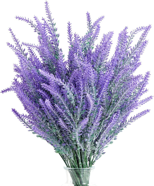 Juvale 12 Bundles Lavender Artificial Flower Stems - 2" D x 3" W x 14" H - Purple - Weather Resistant Artificial Flowers for Outdoors & Wedding Centerpieces & Door Wreaths
