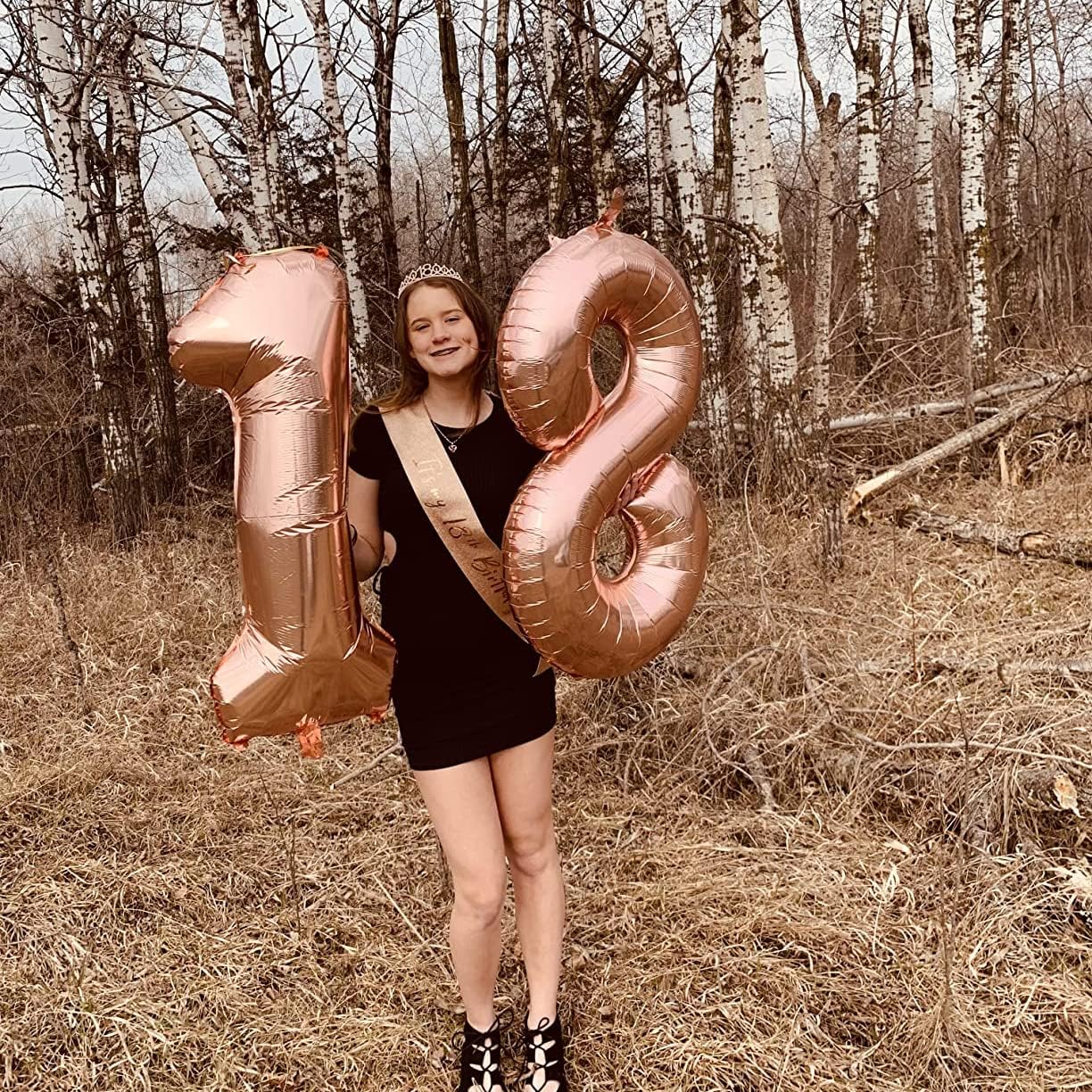 Rose Gold 8 Balloons, 40 Inch Large Foil Number Balloons Set 0-9, Self Inflating Digital 8 Helium Balloon for Girls Women 8th 18th 80th Age Birthday Anniversary Party Decorations Photo Shoot Supplies