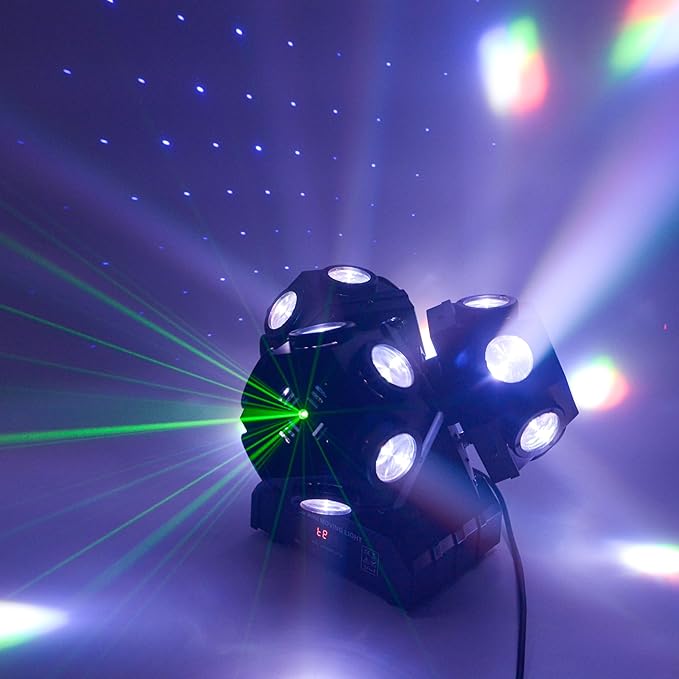 18LEDs Moving Head DJ Light Rotating Beam Lights Stage DJ Lighting Led Pinspot Uplighting Lights for Events Sound Activated Dmx512 Light for DJ KTV Disco Party Wedding Concert Festival