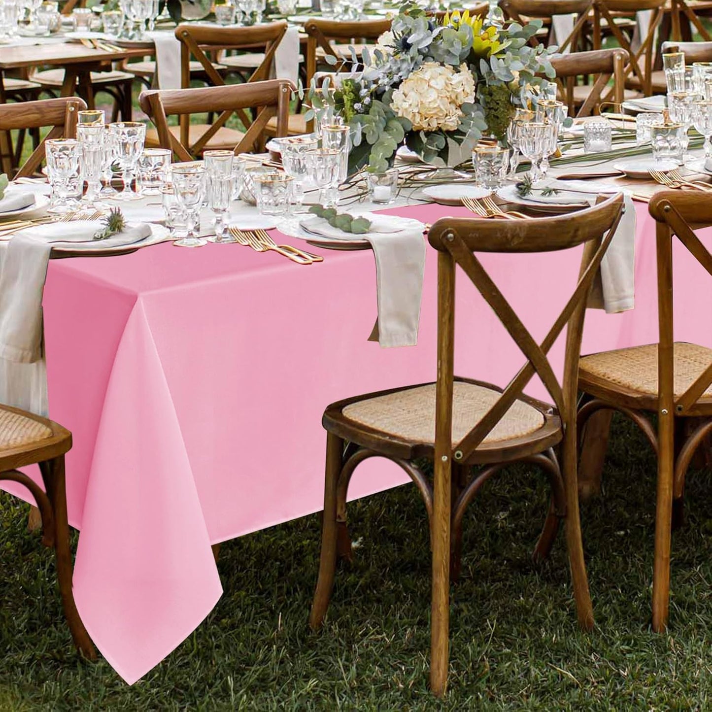 Fitable 8 Pack Table Cloth Rectangle Table: Stain and Wrinkle Resistant Tablecloth Rectangular, Washable Polyester Tablecloths for Wedding Party Dining Banquet Event Catering(Pink, 70x108 Inch)