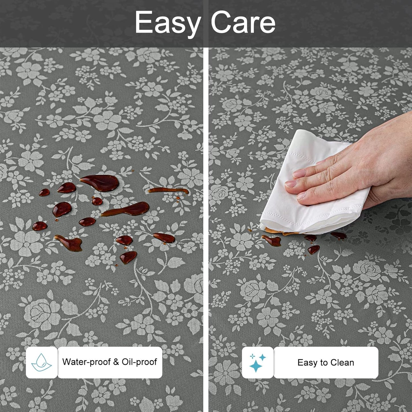 Smiry Rectangle Table Cloth, Waterproof Heavy Duty Vinyl Tablecloths, Wipeable Washable Table Cover for Kitchen and Dining Room (Grey, 60" X 84")