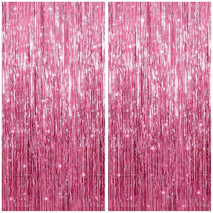 KatchOn, Pink Streamers for Pink Party Decorations - XtraLarge 3.2x8 Feet, Pack of 2 | Pink Backdrop for Galentines Day Decorations, Valentines Day Decorations, Birthday and Baby Shower Decorations
