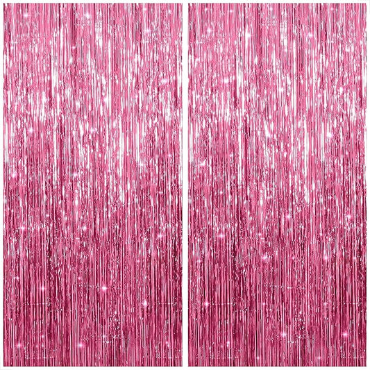 KatchOn, Pink Streamers for Pink Party Decorations - XtraLarge 3.2x8 Feet, Pack of 2 | Pink Backdrop for Galentines Day Decorations, Valentines Day Decorations, Birthday and Baby Shower Decorations