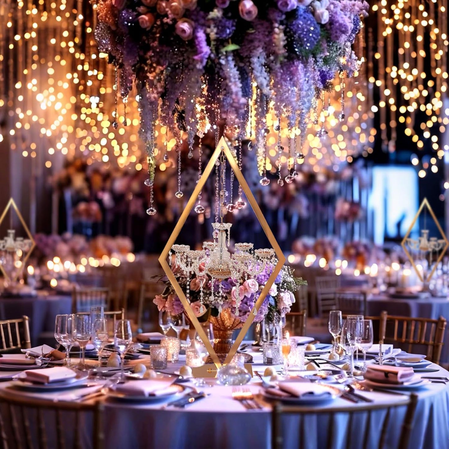 4PCS Elegant Metal Diamond Candle Holder - European Wedding Table Decor, Romantic Candle Stand for Western Dining, Perfect Wedding Prop & Home Decoration