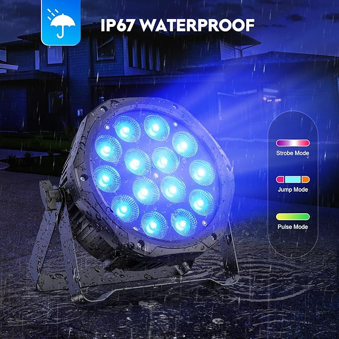 Outdoor Stage Lights Waterproof DMX DJ Par Can Light 14LED RGBW Strobe Wash Uplighting for Theater, Event, Halloween, Church, Wedding Party, Stage, Performance, Studio, Auditorium