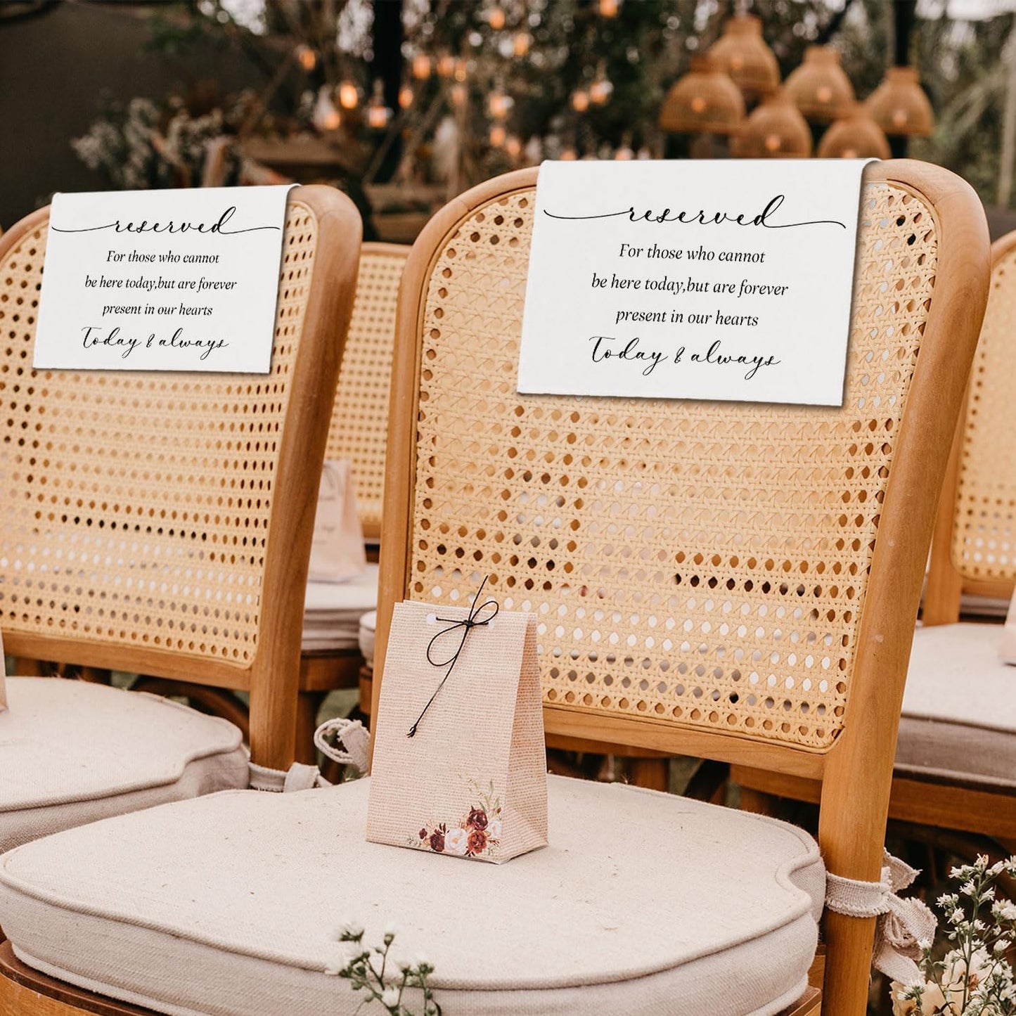 In Loving Memory Wedding Sign, Reserved Memorial Signs Pew Cloths Seating Placeholder for Chairs, Wedding Decorations for Reception Celebrations Event (2 Pcs, today & always)