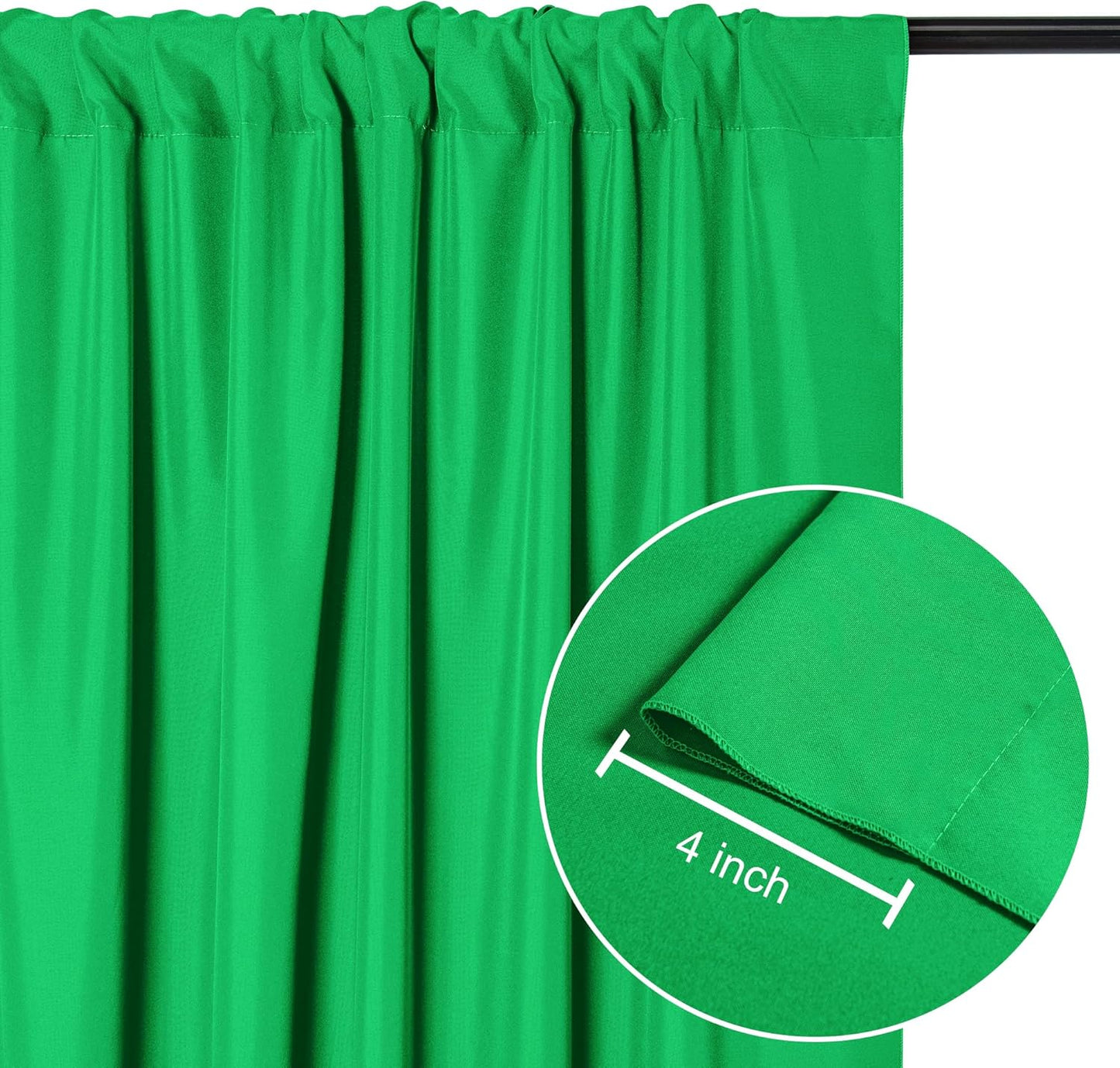 DWCN 10x8 FT Green Backdrop Curtains for Parties, Photography Backdrop Drapes with Rod Pockets for Wedding Decorations Stage Birthday Family Gatherings, 2 Panels 5ft x 8ft