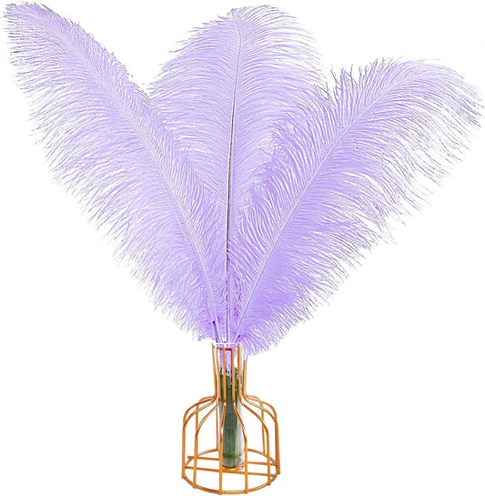 THARAHT Lavender Ostrich Feathers 12pcs Large Natural Bulk 16-18Inch 40cm-45cm for Wedding Party Centerpieces Easter Gatsbi and Decoration Feather