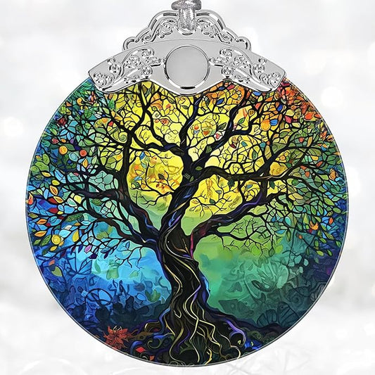 Christmas Decorations Ornaments, Stained Glass Ornament, Christmas Tree Ornaments, 2025 Gift Ornament, Xmas Gift for Friend Family Coworker - Tree of Life
