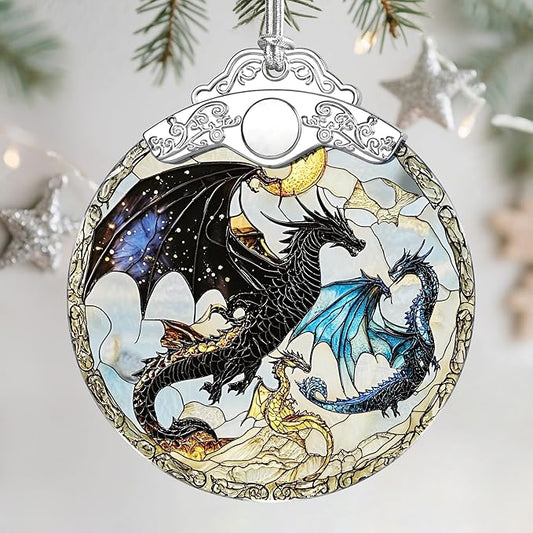 Christmas Ornaments: Stained Glass Ornament, Christmas Tree Ornament, Hanging Ornaments for Home Decor & Xmas Tree Decorations – Exquisite Holiday Decor, Gifts & Holiday Present - Dragon