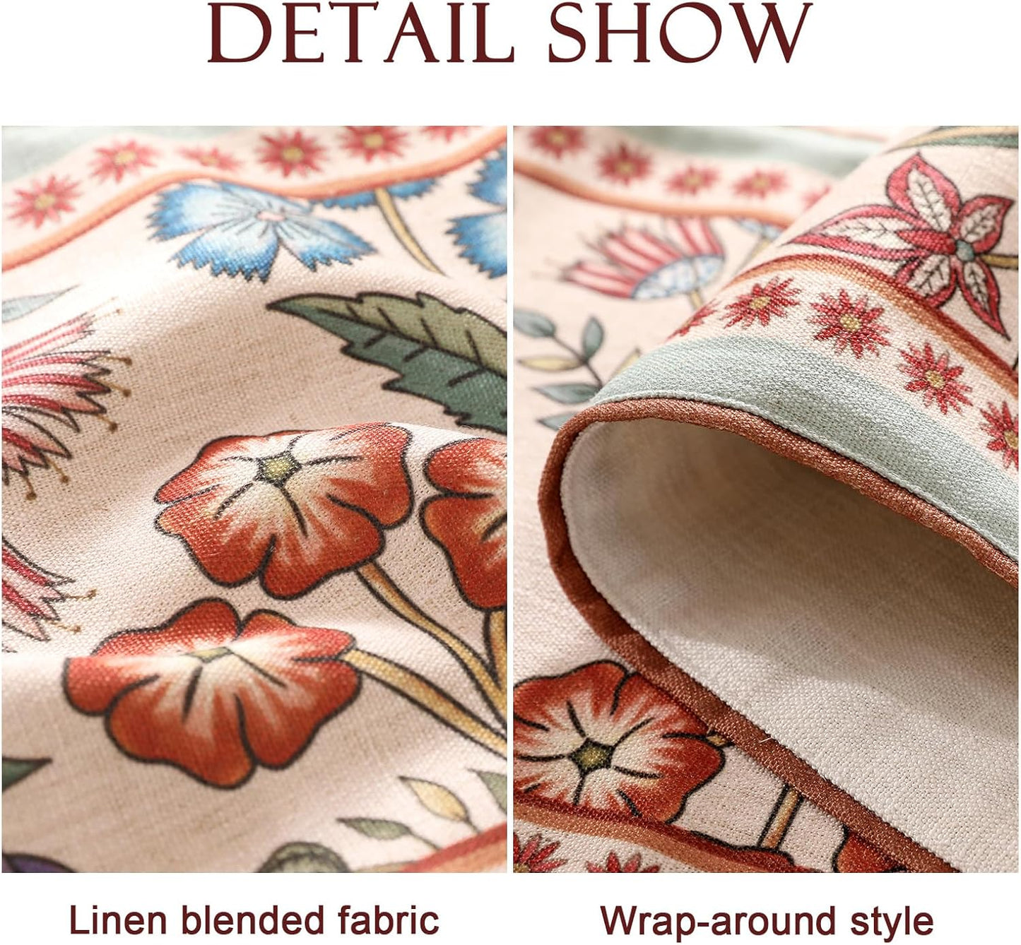 Decorative Linen Table Runner 87 Inches Long,Green Floral Rustic Farmhouse Runner for Table Decor Tabletop Table Runners for Kitchen,Dining,Party,Home,Christmas,12"*87"