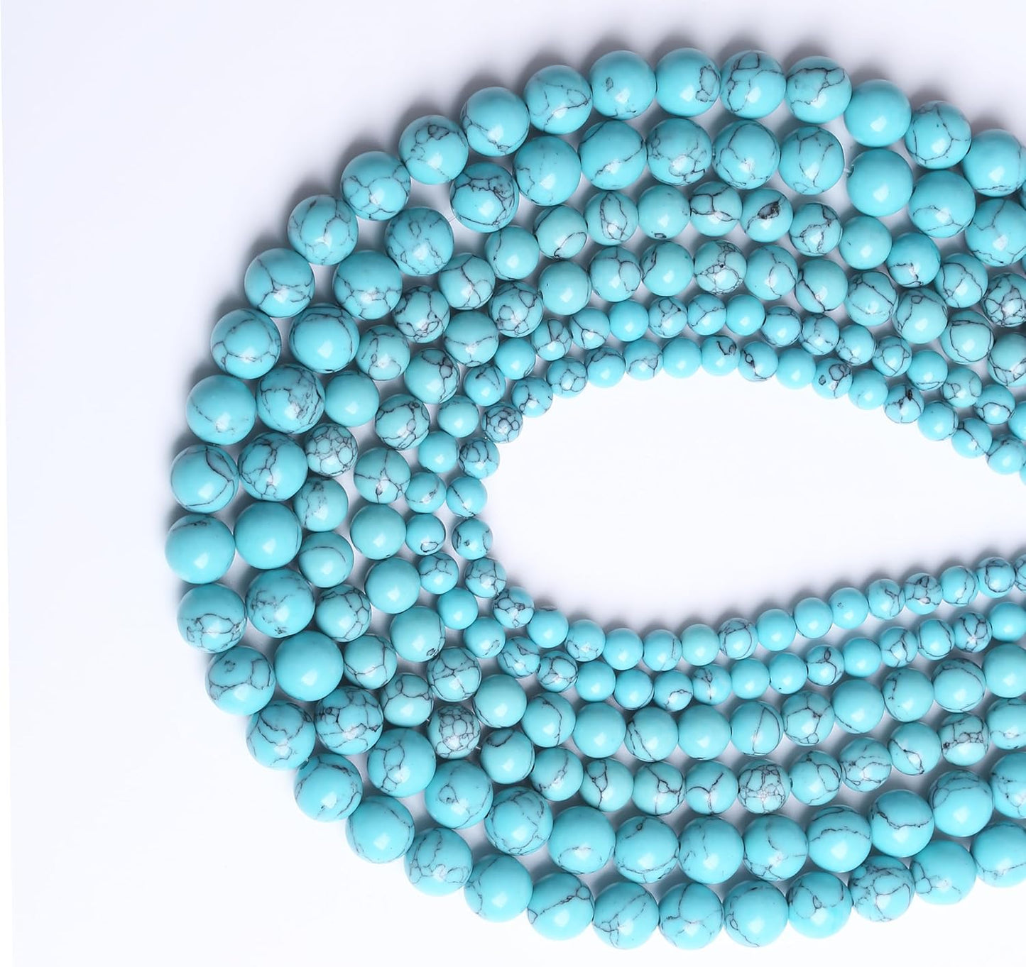 Lake Blue Turquoise Stone Beads Gemstone Round Crystal Energy Jade Beads Stone Beads for Jewelry Making DIY Bracelet Necklace Jewelry Making 1 Strand 15.5inch 60PCS 6MM