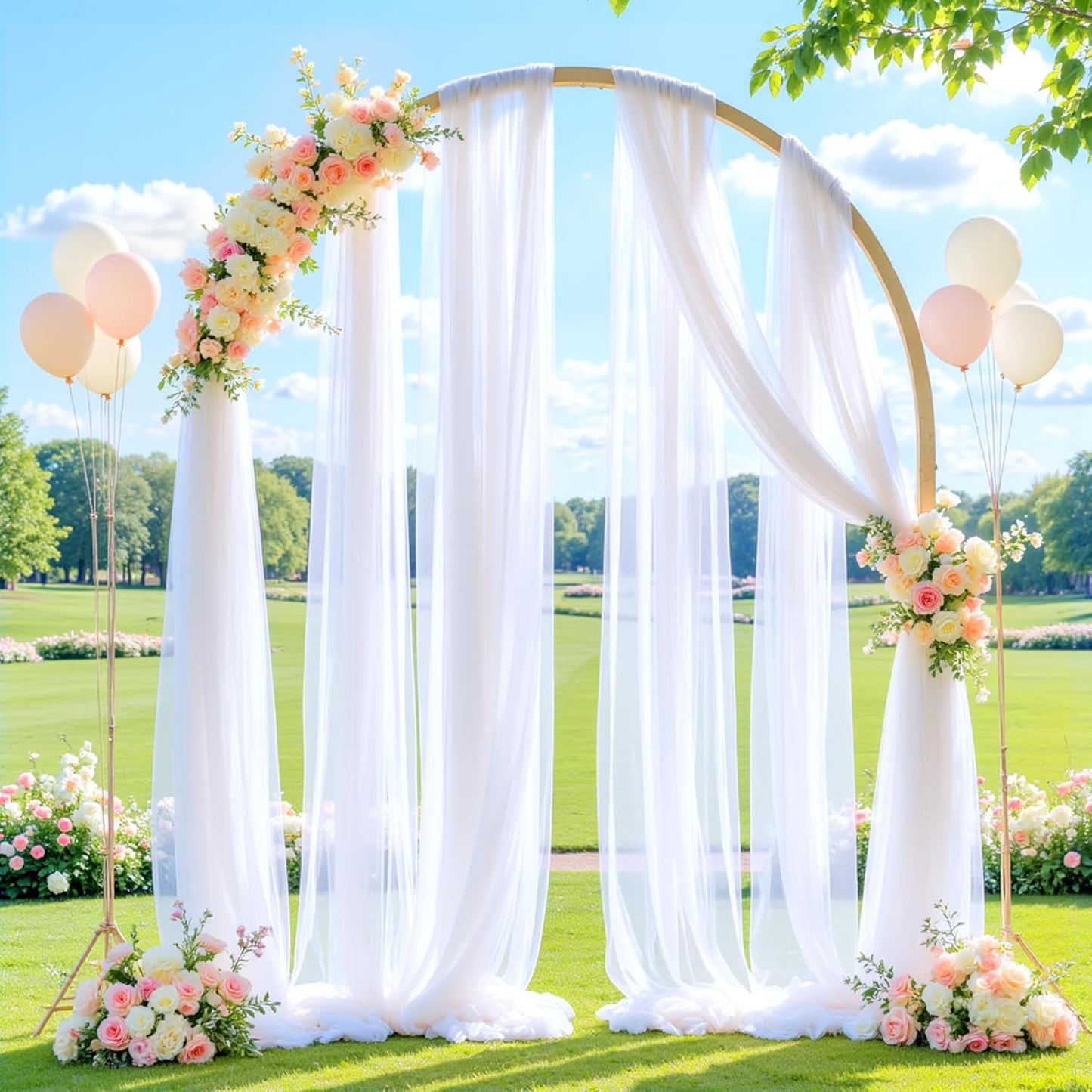 Wedding Arch Draping Fabric Backdrop 2 Panel 30" x 19Ft White Arch Drapes Curtains for Wedding Reception Sheer Tulle Backdrop Curtain for Ceremony Birthday Party Arbor Ceiling Decorations
