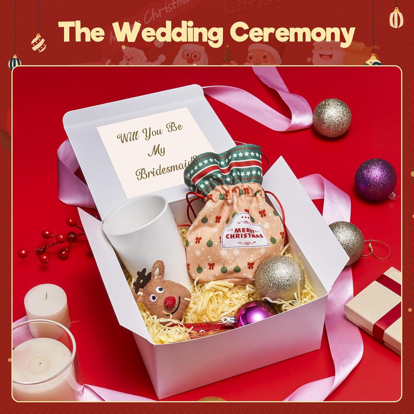 MESHA 8x8x4 Gift Box 10 Pack White Gift Boxes with Lids, DIY Bridesmaid Proposal Box, Recyclable,Foldable Box for Wedding, Birthday Party