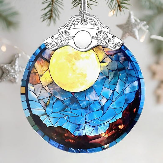 Christmas Ornaments: Stained Glass Ornament, Christmas Tree Ornament, Hanging Ornaments for Home Decor & Xmas Tree Decorations – Exquisite Holiday Decor, Gifts & Holiday Present - Full Moon