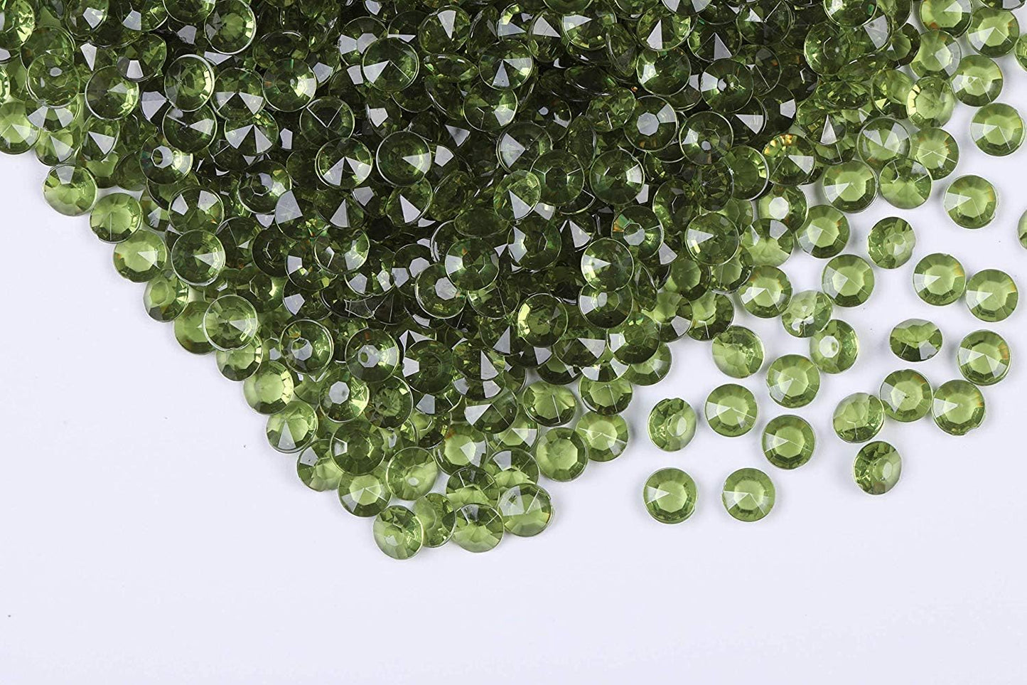 1000pcs/ Pack Wedding Table Acrylic Diamond Scatter Crystals Confetti Acrylic Gems Vase Fillers Rhinestones for Wedding, Bridal Shower, Vase Beads Decorations (12mm, Olive Green)