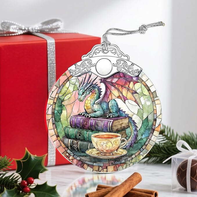 Stained Glass Ornament, Christmas Ornament, Hanging Ornaments for Home Decor & Christmas Tree Ornaments – Exquisite Holiday Decor, Xmas Gifts & Holiday Present - Dragon's Tea Time