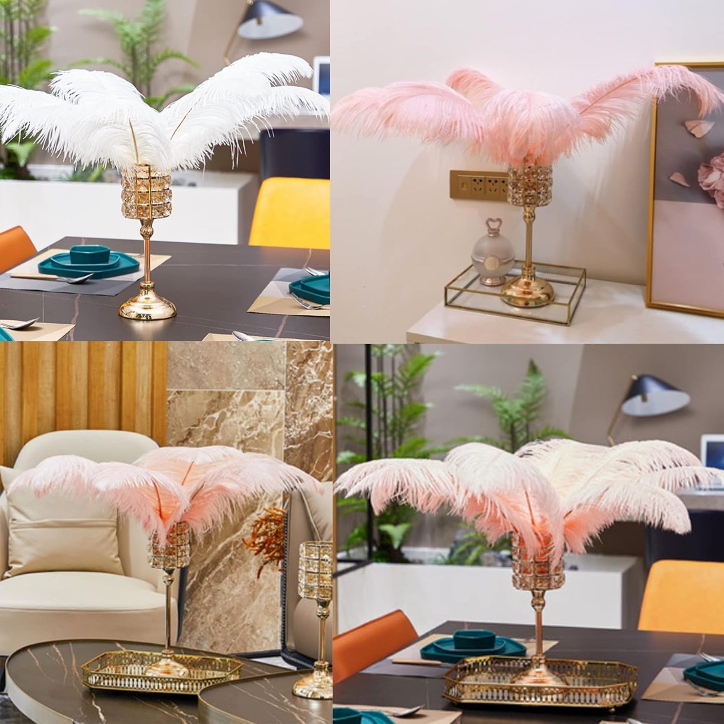 Happy Feather 16-18 inch Fuchisa Ostrich Feathers Craft for Wedding Party Centerpieces Home Decoration DIY Craft Pack of 10