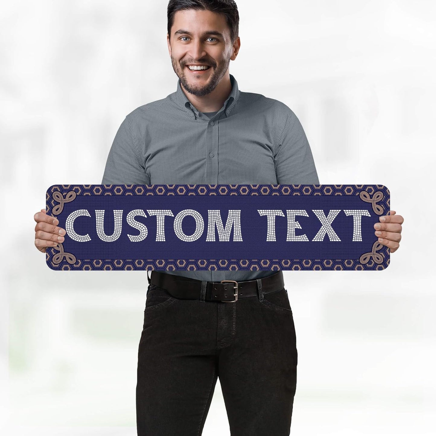 Custom Sign, Custom Street Sign, 11 Font Colors, 13 Font Styles, 4 Hole Options, 22 Sizes, 8x32 Inches, Rust Free DiBound, Fade Resistant, Made in USA by My Sign Center (Fauxsaic 1)