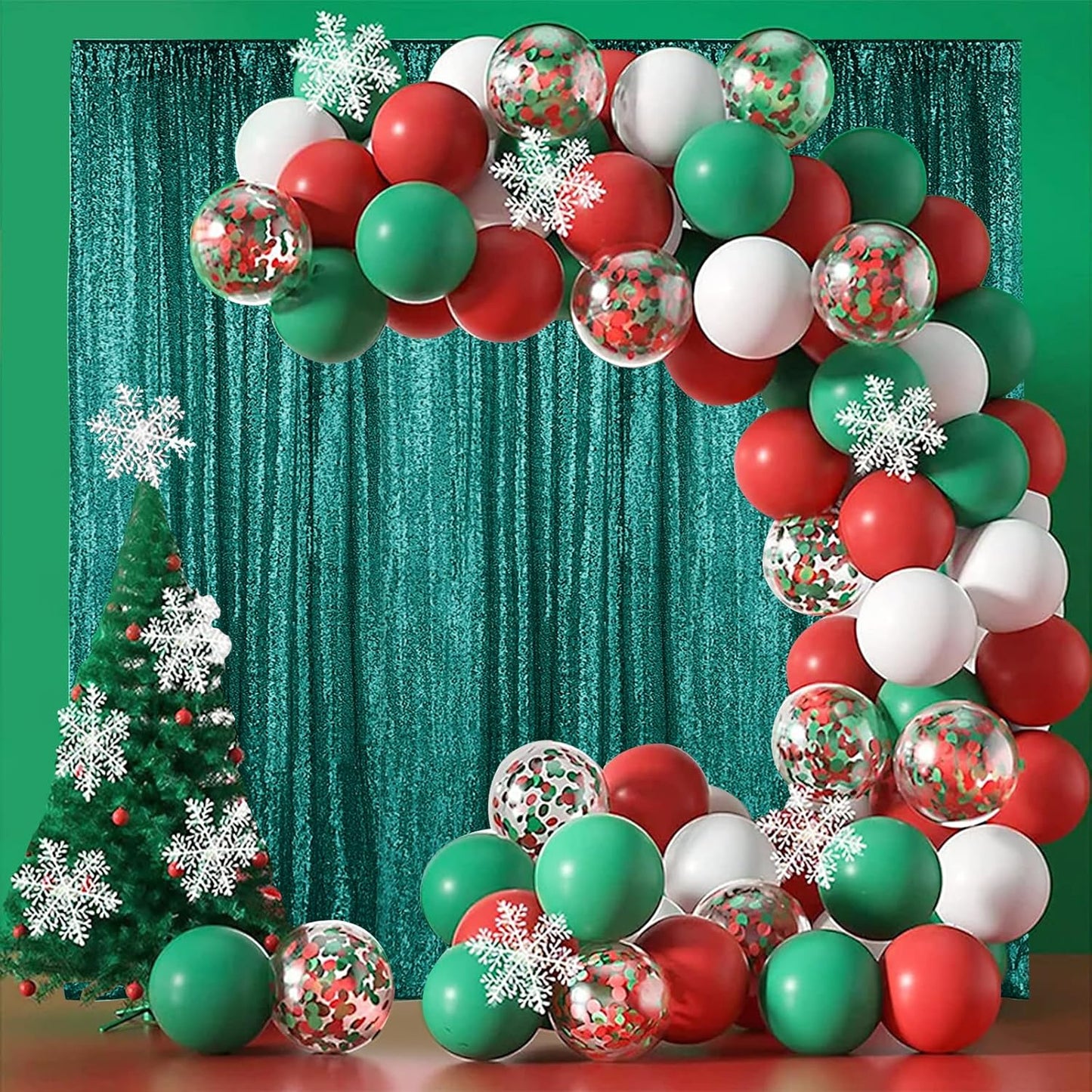 Hahuho Hunter Sequin Backdrop Curtain, 4PCS 2FTx8FT Glitter Backdrop Curtain for Parties, Christmas, Wedding, Party Decoration（4 Panels, 2FT x 8FT, Hunter